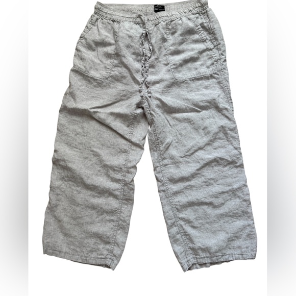 Jones New York Pants - Women’s wide leg linen pants size‎ 1X gray Lagenlook preppy coastal resortwear